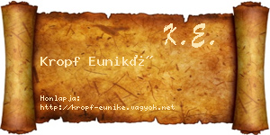 Kropf Euniké névjegykártya